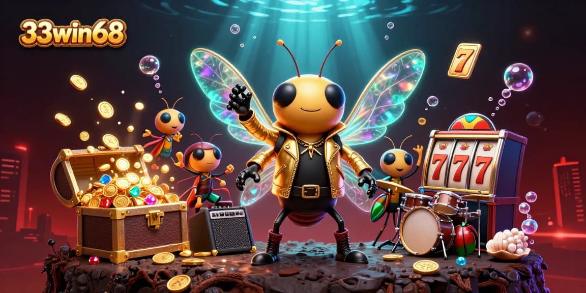 Engage with 33win68 by spinning the reels in a vibrant casino-themed underwater world.