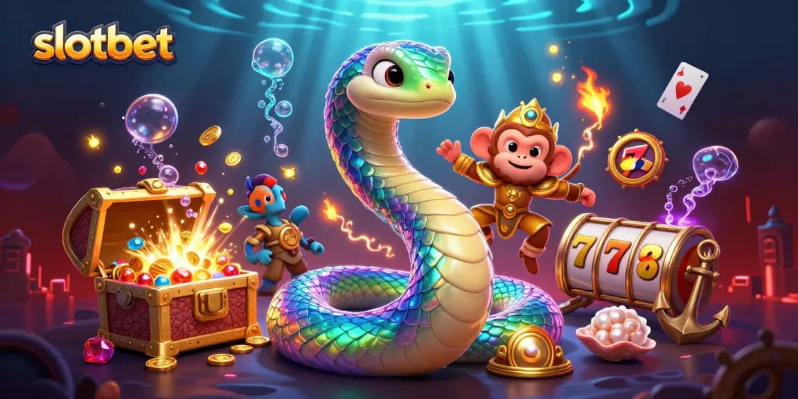 Play thrilling slot games at slotbet with vibrant illustrations showcasing colorful characters and rich treasures.