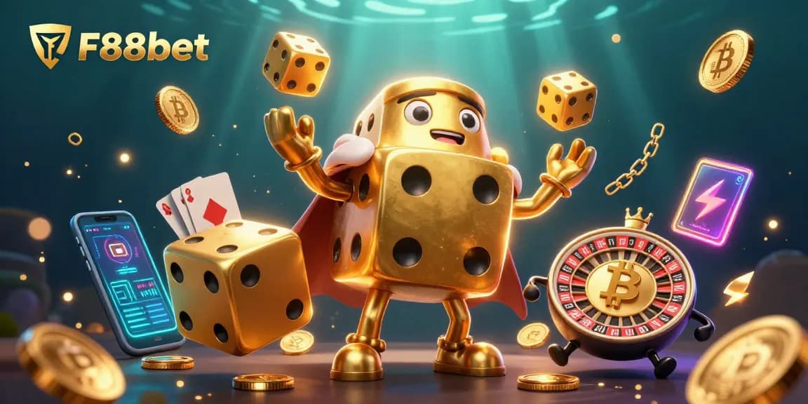 Engage with F88bet's immersive gaming atmosphere showcasing a dynamic 3D casino scene.