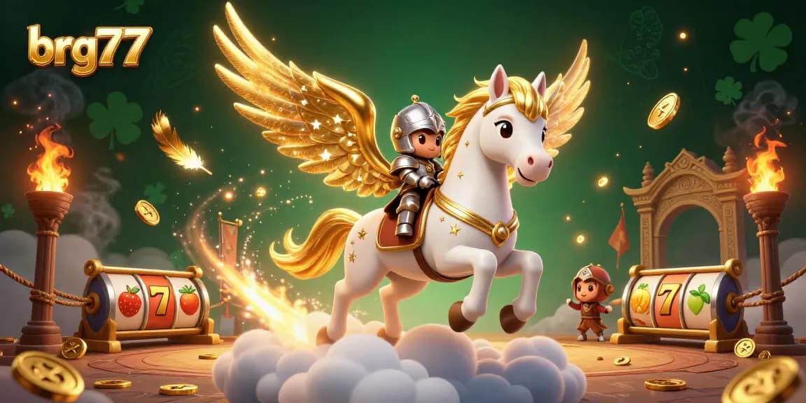 Engage with the thrilling brg77 online slots experience featuring a celestial knight and golden elements.