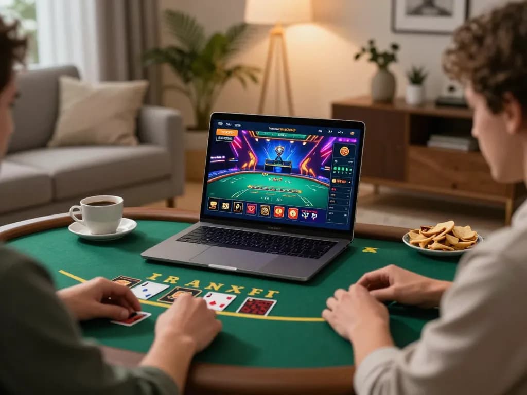 Engaging with ligalgo's interactive online blackjack game from a cozy home setting.