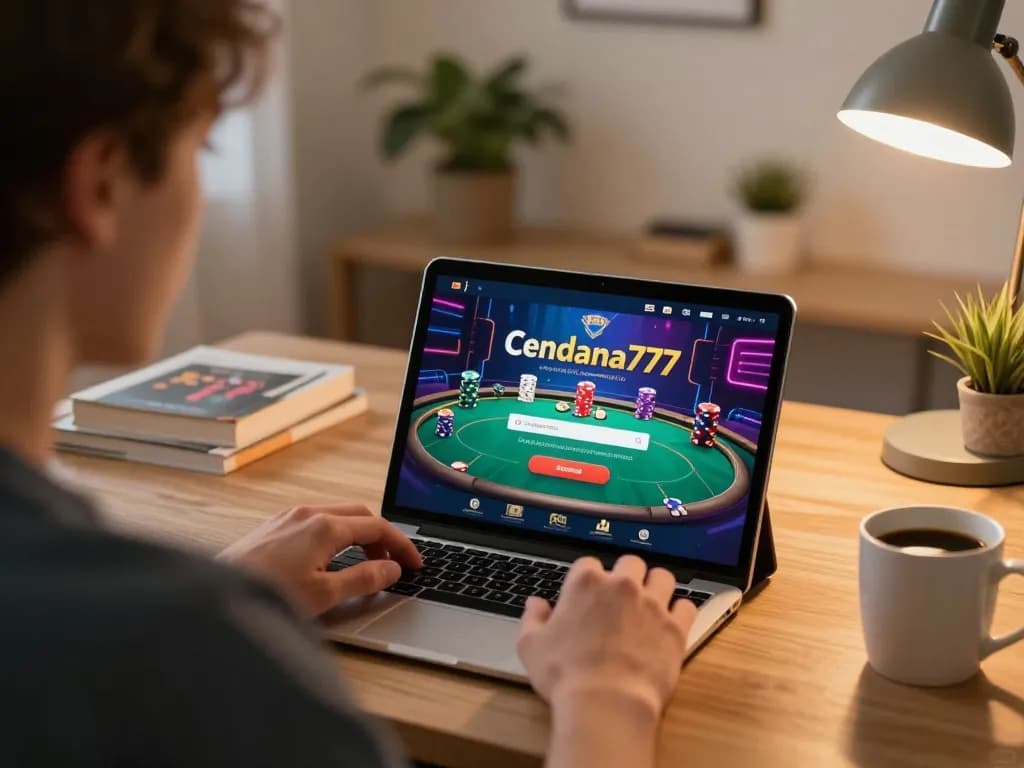 Engaging in online gaming with the Cendana777 login interface on a tablet, creating an immersive casino experience.