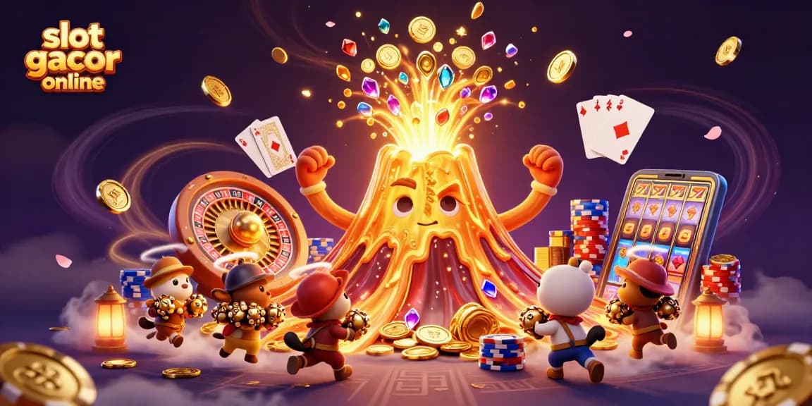Experience exciting wins with slot gacor online featuring vibrant coins, treasures, and casino elements.
