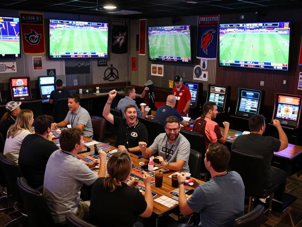 Engaging sports betting scene showcasing fans enjoying uk88s gaming atmosphere with cheering