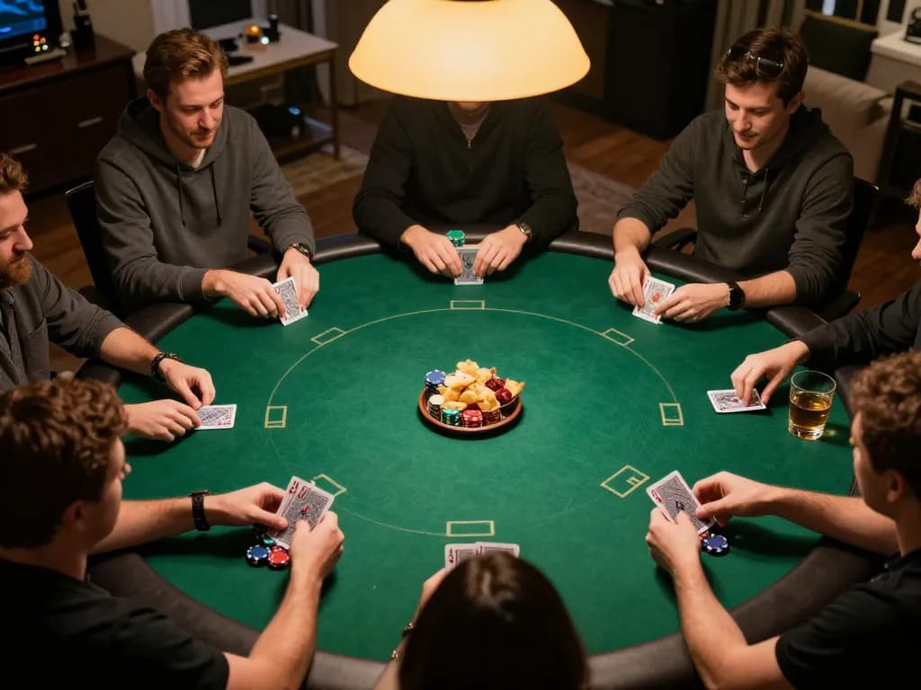 F168 players engaged in an exciting poker game, showcasing chips and cards in a warm atmosphere.