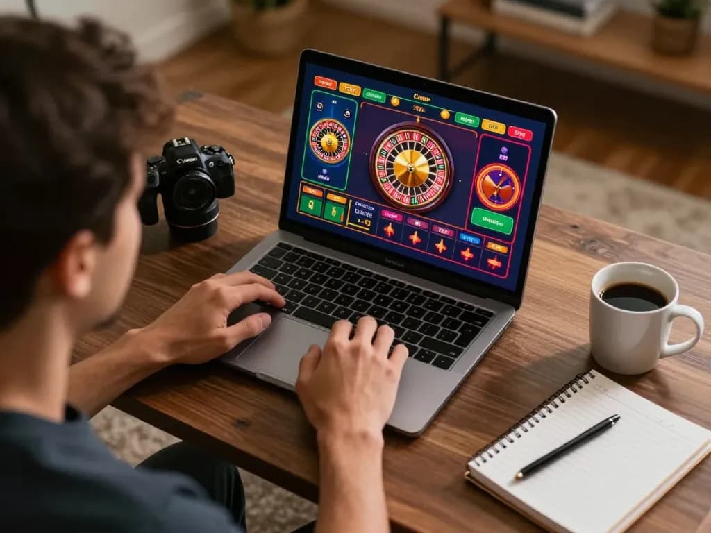 Player enjoying an online roulette game at home on XX88, showcasing colorful interface and cozy atmosphere.