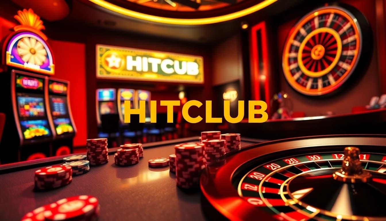 Experience the excitement of HITCLUB as players engage in thrilling casino games with vibrant slot machines.