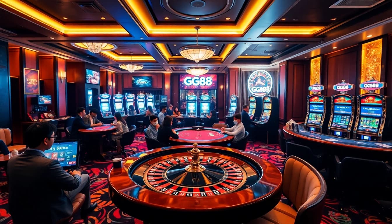 Vibrant casino scene showcasing players enjoying games at GG88com.pro's premium online platform.