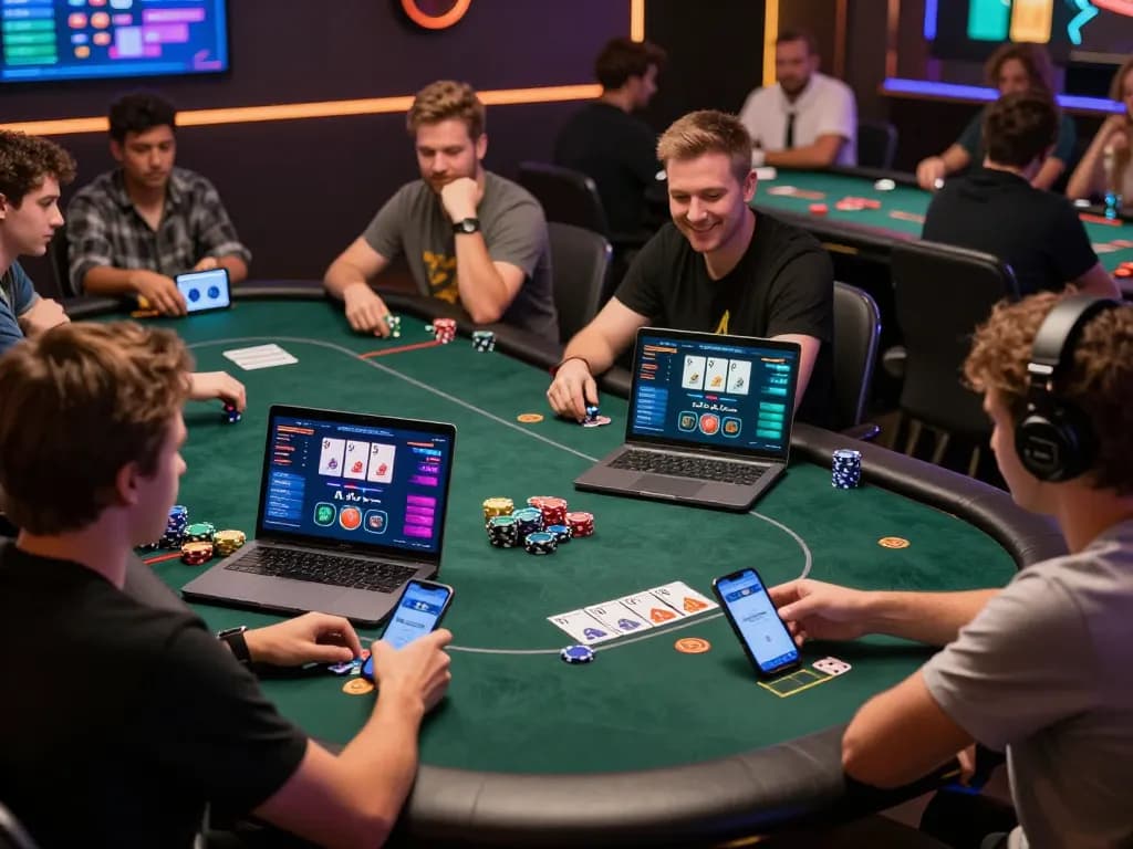 B52 online poker players engage in strategic gameplay during an exciting digital game night