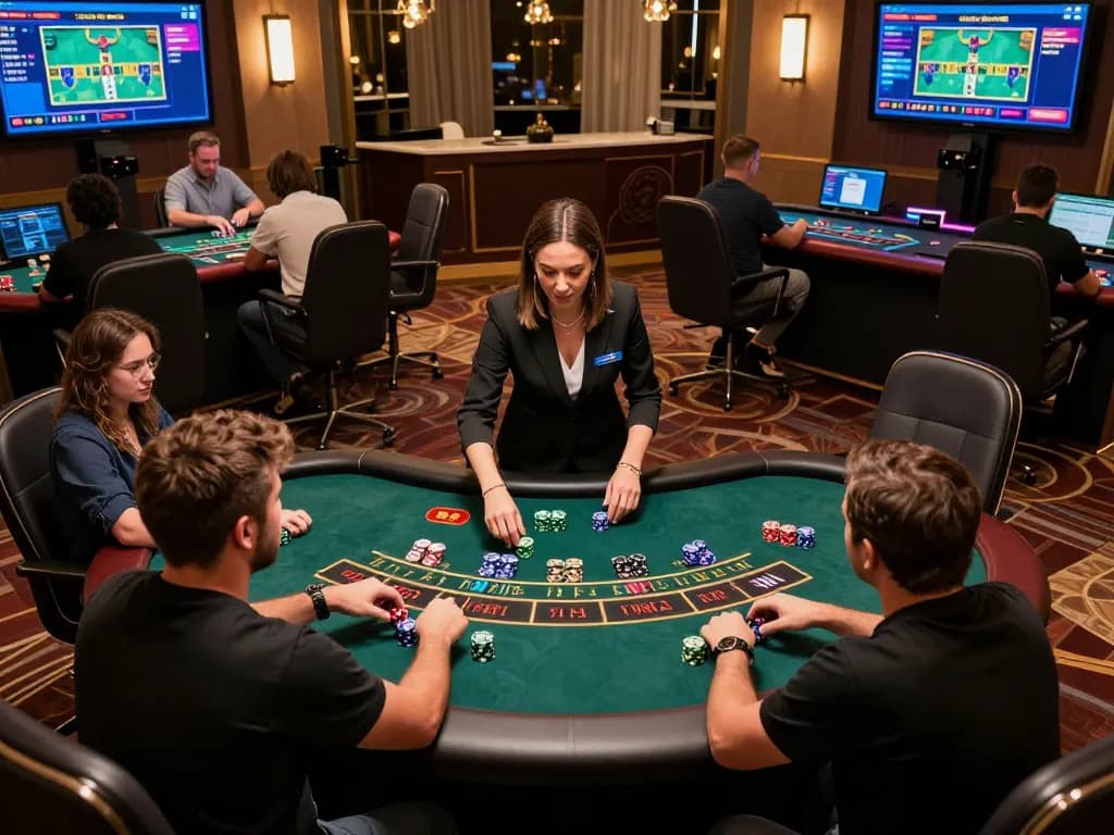 Engaging MMOO online blackjack session with live dealer, showcasing vibrant gaming atmosphere and player strategies