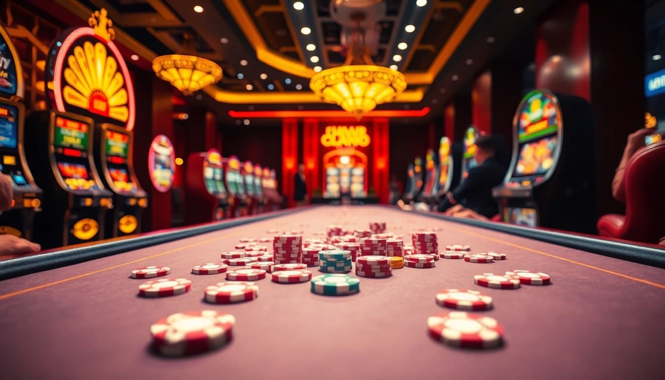 Experience the thrill of gambling with uu8888 at an enticing casino scene filled with vibrant visuals and betting action.
