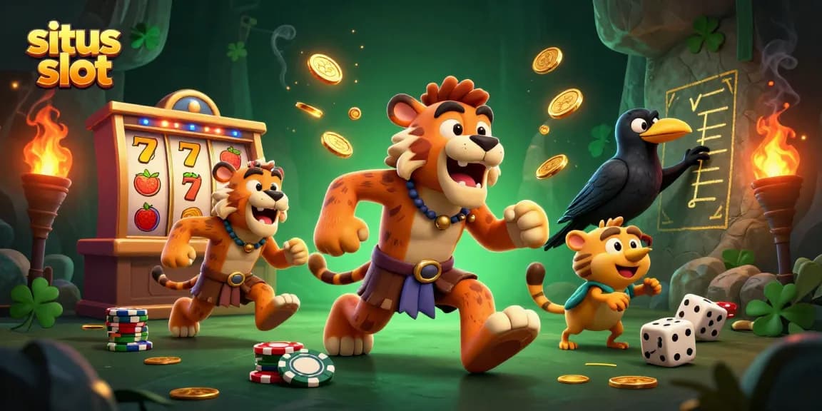 Experience exciting situs slot spins with vibrant fruit symbols and dynamic reels in this thrilling illustration.