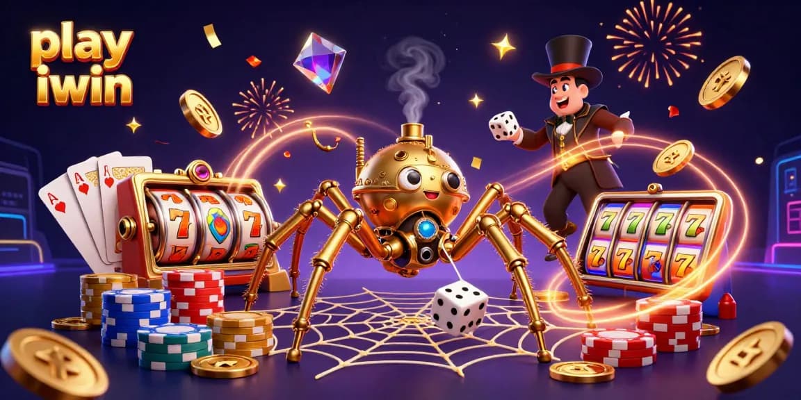 Play iwin and win big with this vibrant 3D casino scene featuring steampunk elements.
