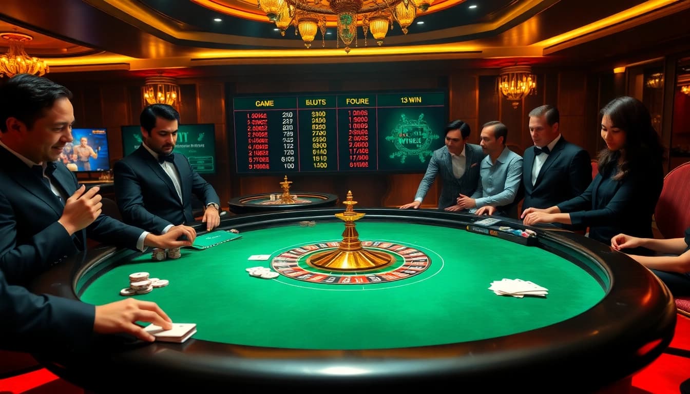 Experience the thrill of gaming with 13Win at an elegant casino table.