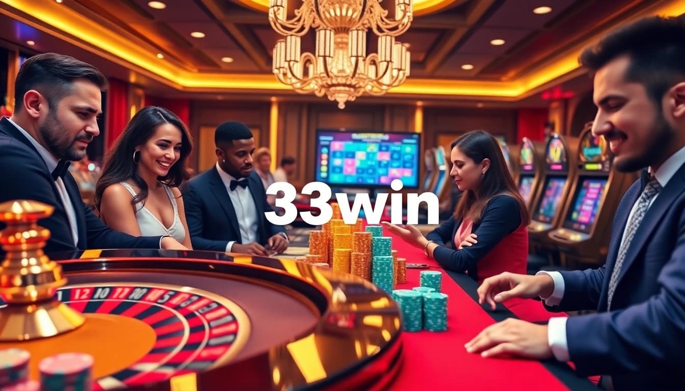 Players enjoying a thrilling game atmosphere at 33win's online casino.