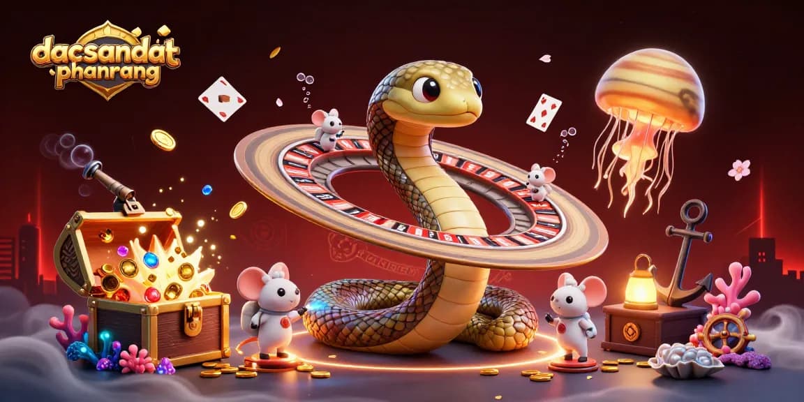 Engage in vibrant action at dacsandatphanrang with a 3D casino scene featuring a Saturn snake roulette wheel.