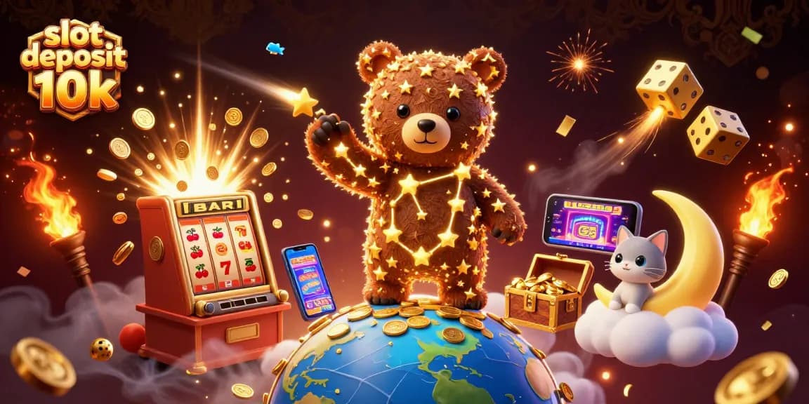 Increase your winnings with a slot deposit 10k as the golden bear collects coins in a vibrant casino