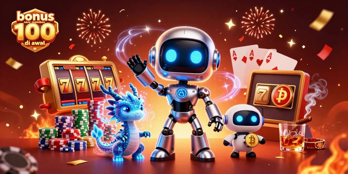 Experience the thrilling bonus new member 100 di awal with our vibrant casino scene featuring unique characters.