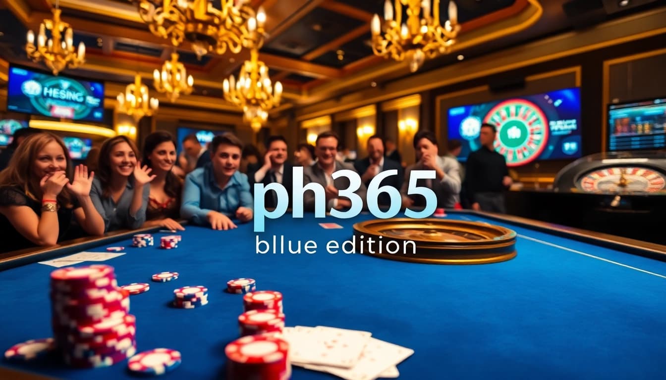 Experience the excitement of ph365 blue edition with luxurious casino gaming tables and vibrant atmosphere.