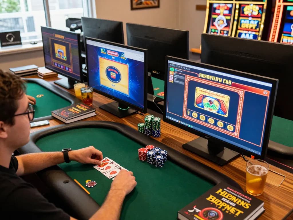 Engaged player enjoying a tr88 online casino gaming session with vibrant interface and chips