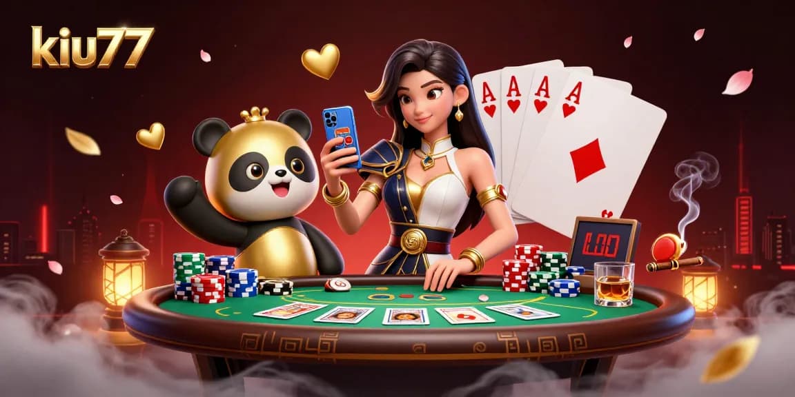 Sink big wins at Kiu77 playing exciting slots and card games in a vibrant casino scene.