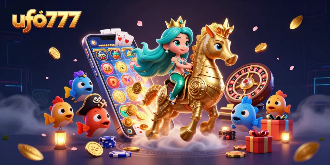 Engage in thrilling gameplay with ufo777, where animated fish and mermaids depict casino excitement.