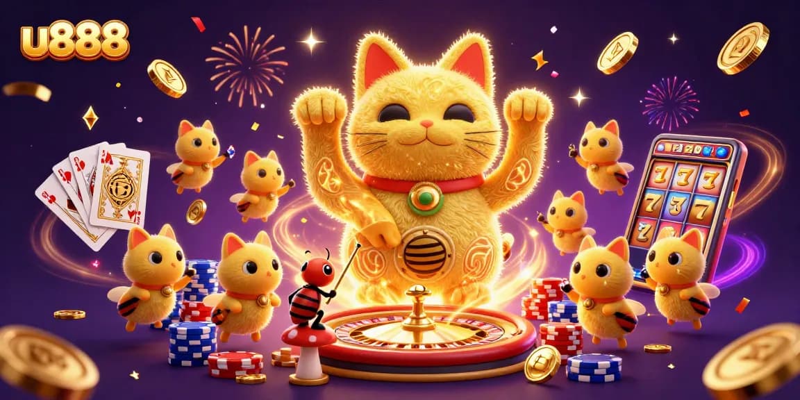 U888's vibrant online casino experience showcased with magical elements and dynamic gaming action.