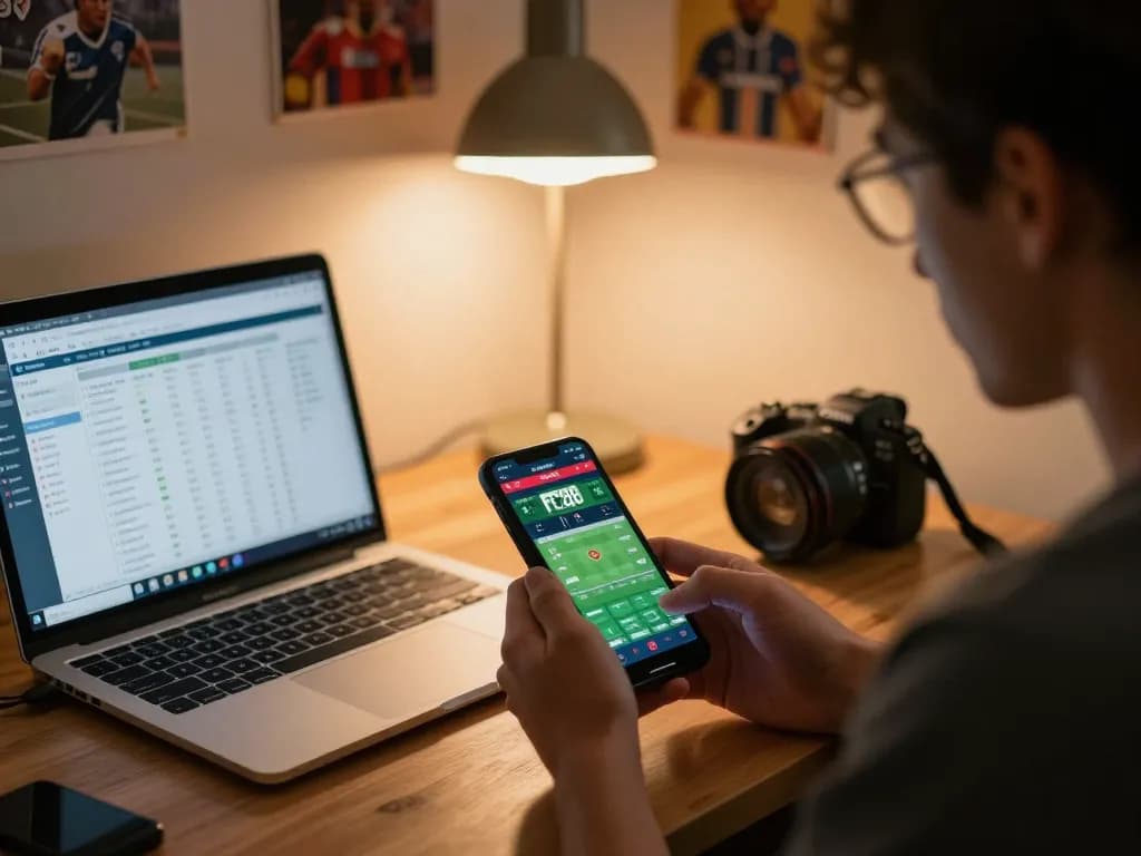 Engaging sports betting moment with FC88 app displayed on smartphone, showcasing focused gameplay.