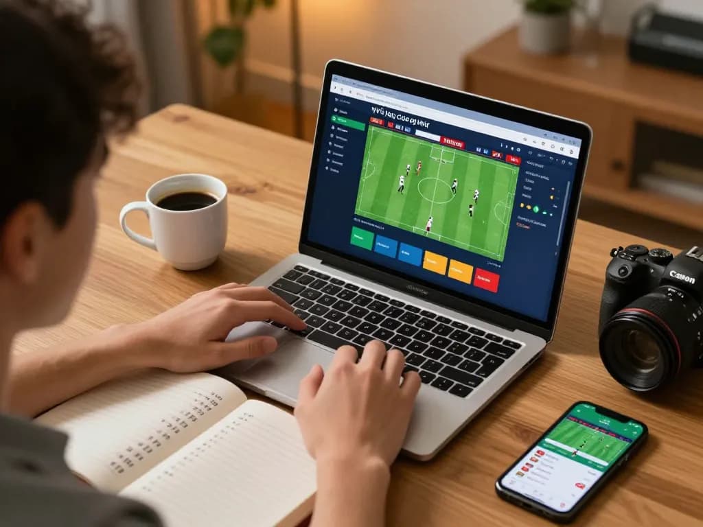 Tỷ lệ kèo nhà cái hôm nay displayed on desktop sports betting setup with engaged user.