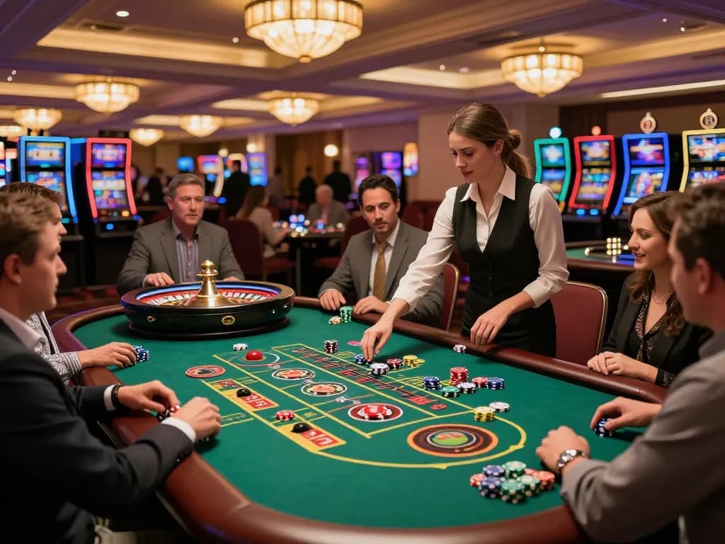 Players experience thrilling roulette excitement at fabet casino table under warm ambient lighting.