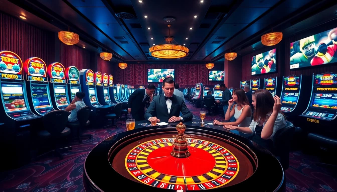 Experience thrilling gameplay at DN88 with vibrant casino tables and engaging gambling activities.
