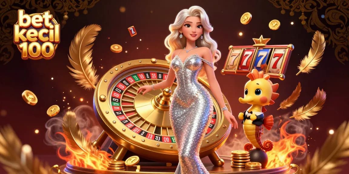 Spin and win with bet kecil 100 at a glamorous casino featuring a stunning mermaid and golden roulette.
