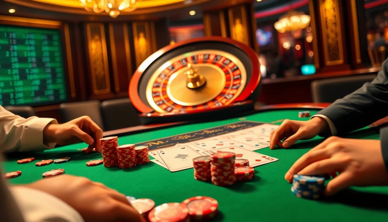 Winning hand at the poker table, showcasing excitement at https://bem88.com.