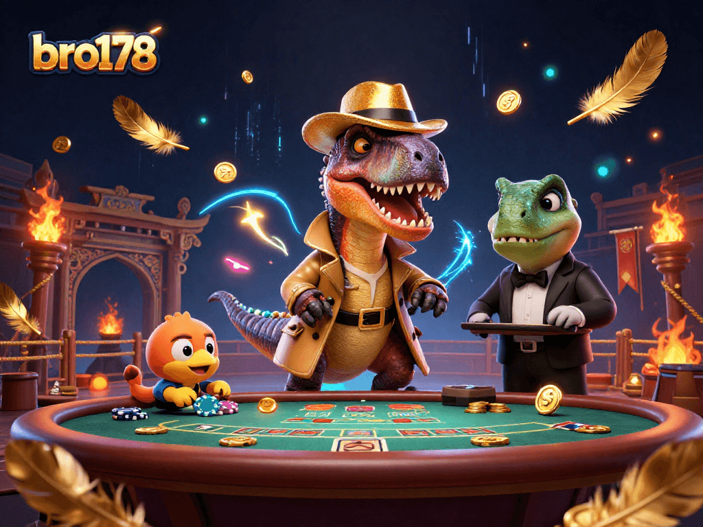 Gambarkan bro178 dengan velociraptor bermain blackjack, dicuri kompys di kasino virtual.