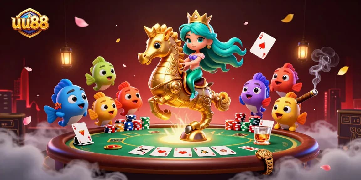 Experience the captivating world of uu88 with vibrant casino elements and enchanting characters.