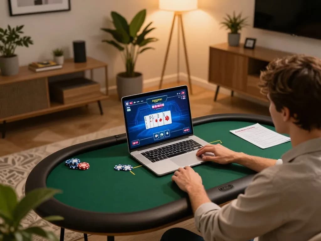 Engaging in online poker gaming through https://digitalgamesprices.com/xboxone.html with vibrant cards and chips visible.