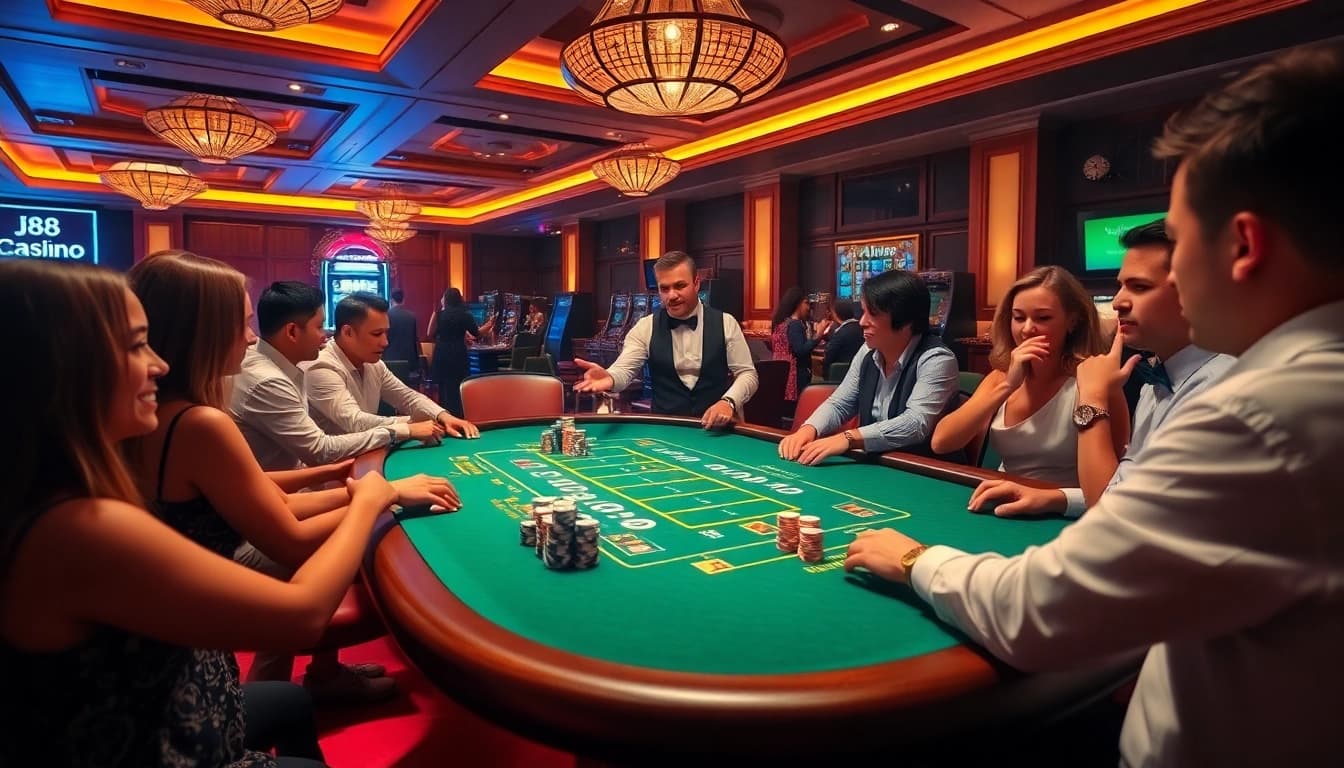 Experience excitement at the j88 Casino table with high-stakes action and vibrant atmosphere.