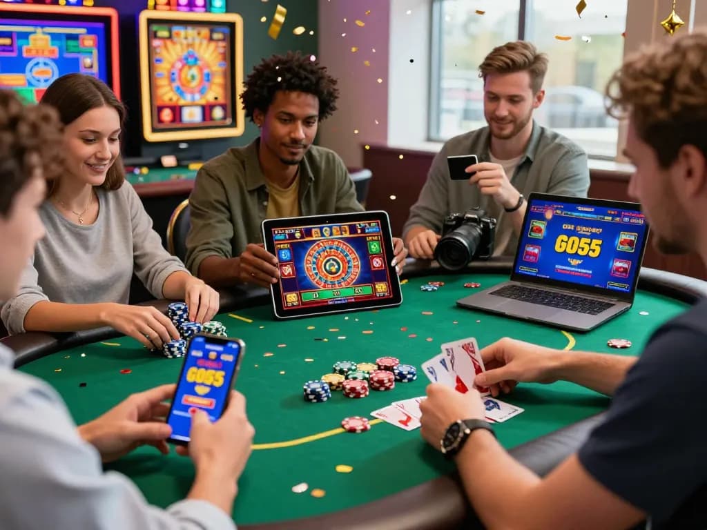 Online casino players enjoying gaming experience at https://god55.agency/ with vibrant atmosphere and digital excitement.