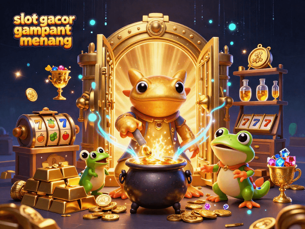 Engage with slot gacor gampang menang in a vibrant casino scene featuring golden alchemists and spinning reels.