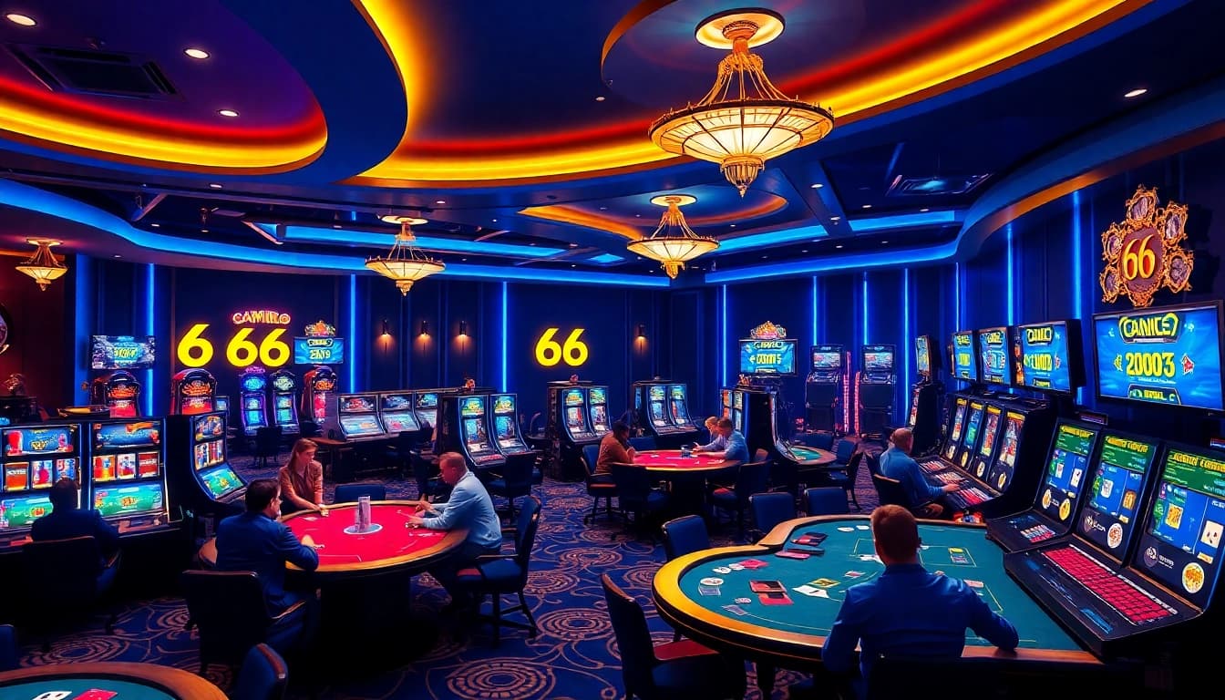 Exciting casino atmosphere at 66club featuring vibrant gaming tables and engaging players.