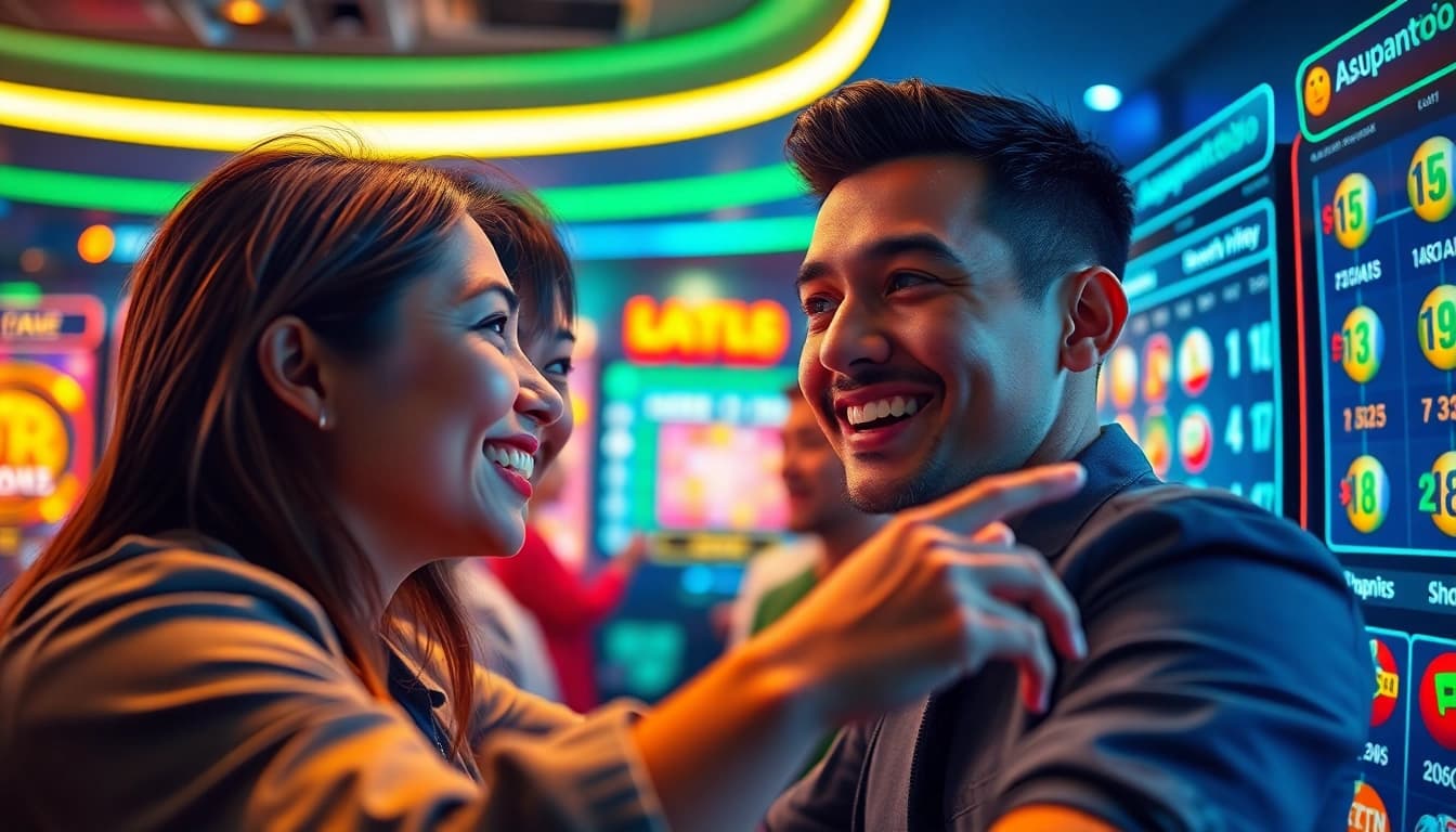 Asupantoto online gaming platform interface showcasing vibrant slot games and lottery excitement.