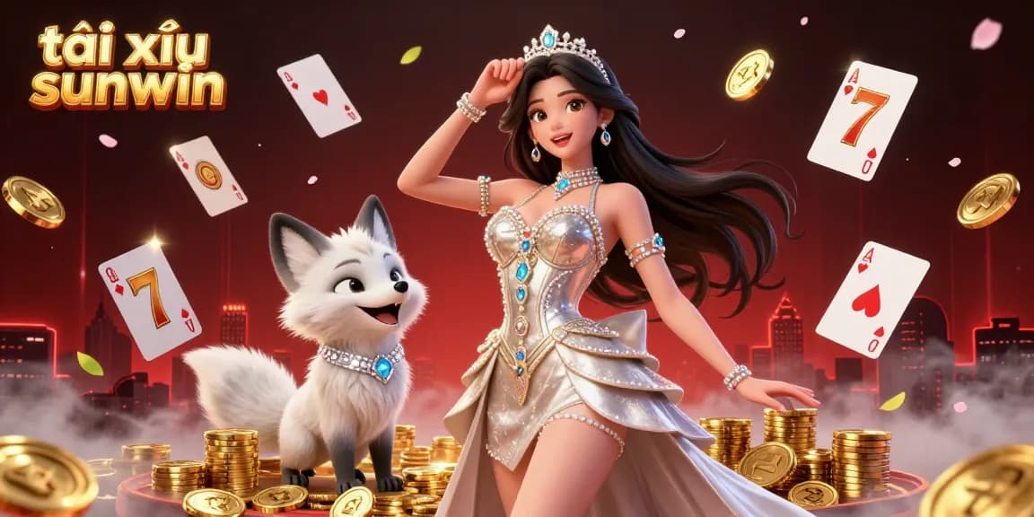Immerse in the world of tài xỉu sunwin with a dazzling casino scene featuring dynamic characters and vibrant game elements.