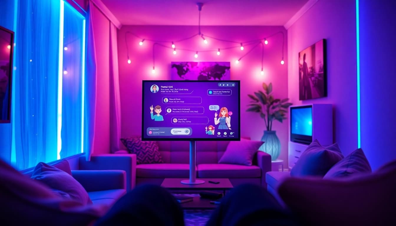 AI chat porn interface in a cozy digital setting, highlighting intimate interactions and modern technology.
