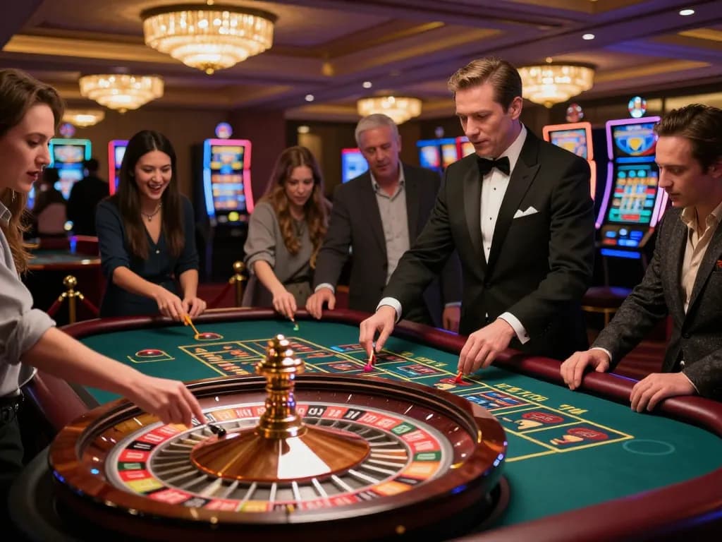 Players engaging in roulette at a luxury casino, showcasing excitement around tr88 com gaming opportunities