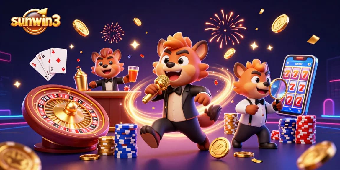 Experience the vibrant action of sunwin3 with hyenas at a comedy casino club, winning big!