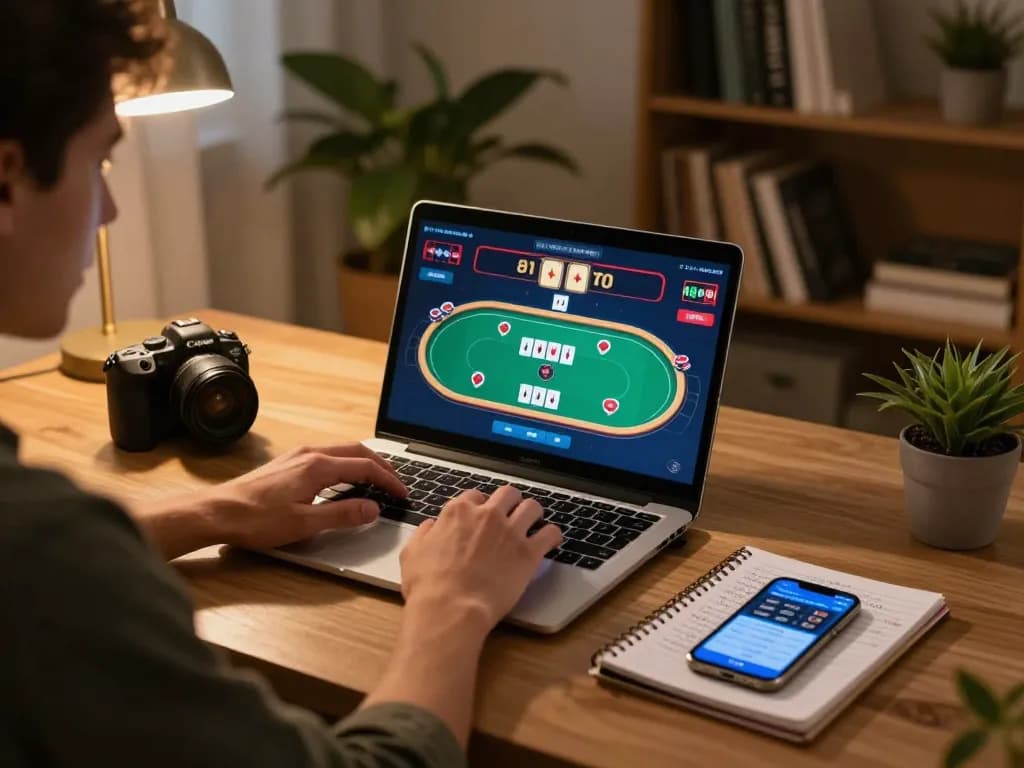 Player engaged in online gaming on a laptop while using keonhacai1 for betting strategies at home.