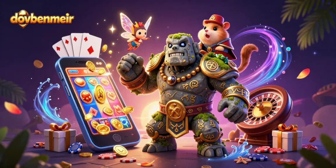 Engage with dovbenmeir's thrilling slot game illustration featuring magical characters and casino elements.