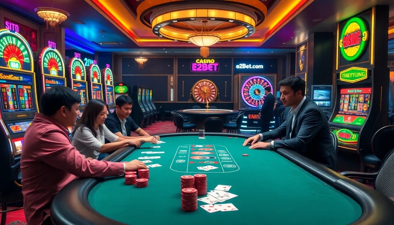 Experience thrilling gameplay at E2BET.com with vibrant slots and high stakes poker.