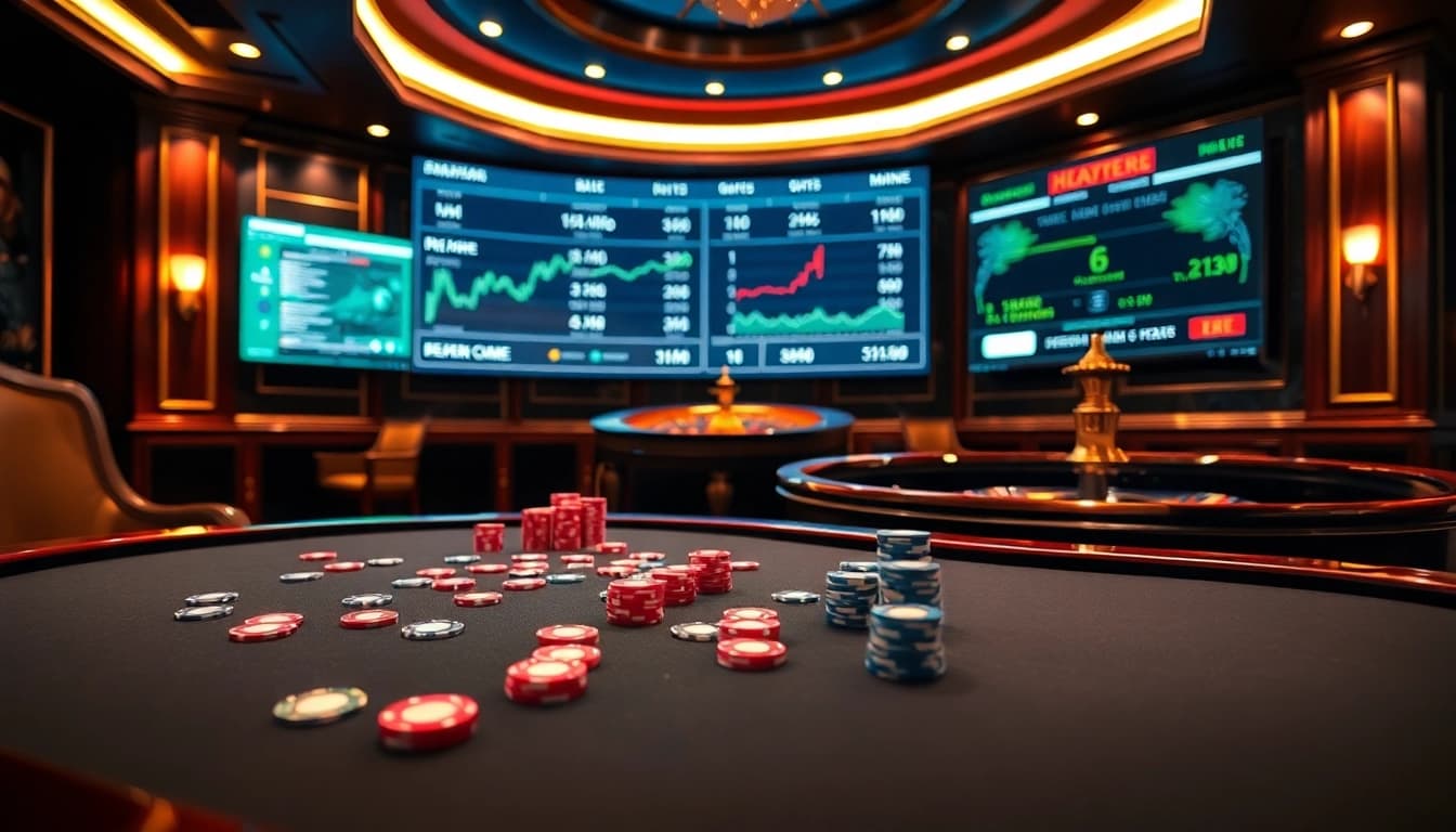 Experience the excitement of keo nha cai 5 with football betting odds in a luxurious casino setting.