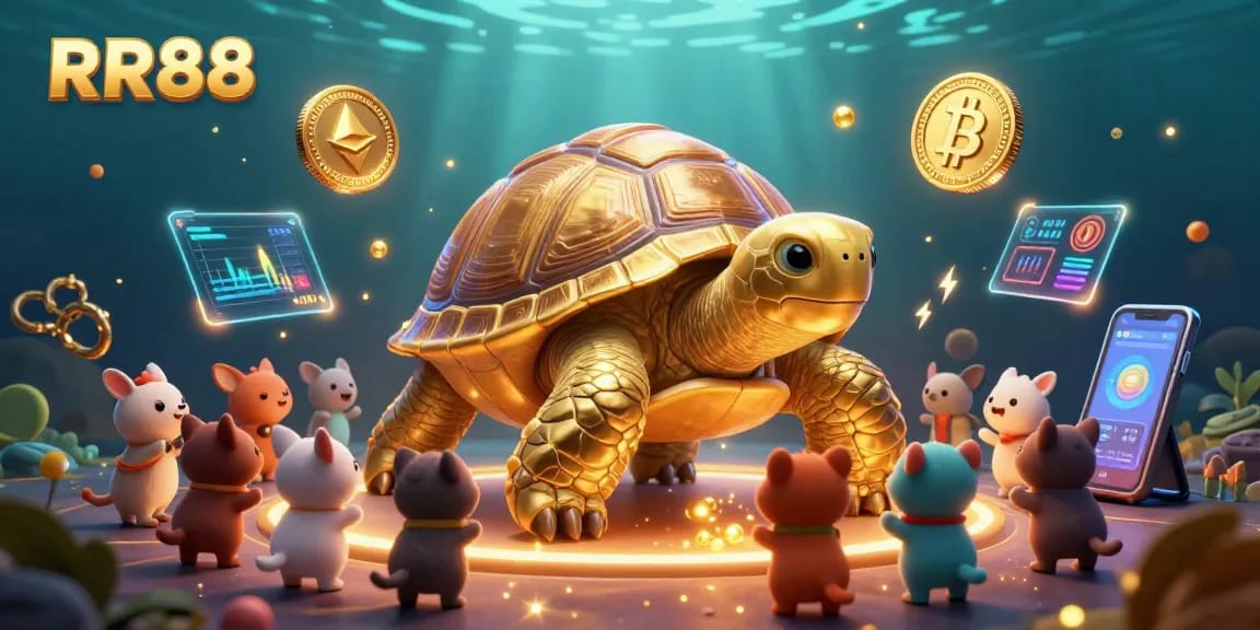 Engage with RR88's exciting casino world through a vibrant illustration of whimsical gameplay.